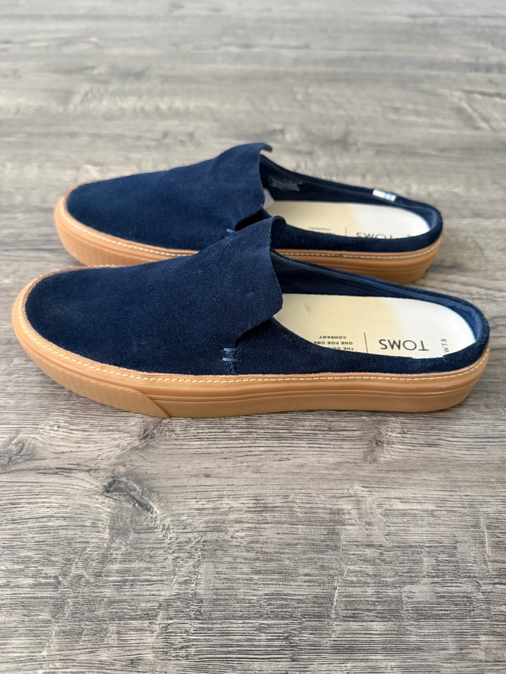 TOMS Sunrise Suede Mules Womens Size 7.5 Navy Slip On Casual Minimalist Shoes - Picture 5 of 9